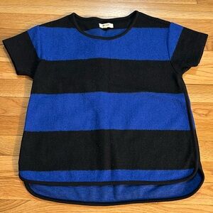 Madewell Brushed Rugby Blue and Black Wool Blend Striped Top
